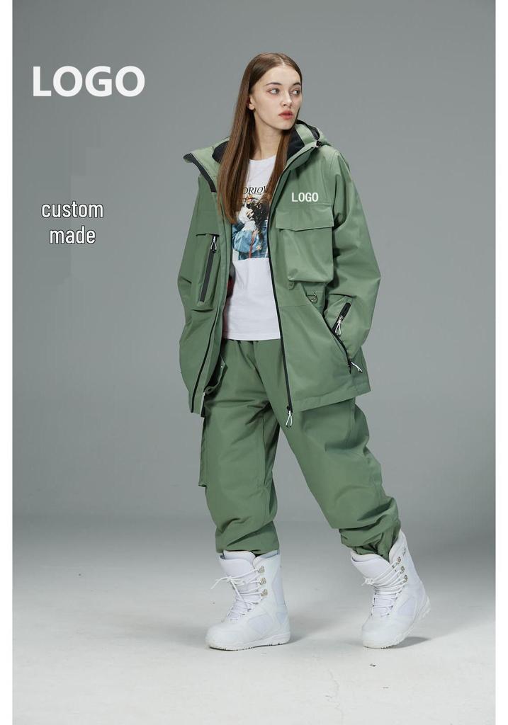 Unisex Logo Ski Suit Set: Warm, Loose-Fit for Snowboarding & Skiing Outdoors
