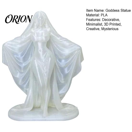 Gothic Style Soft Furnishings 3D Printed Goddess Statue, Minimalist Figurine, Modern Niche Home Accessories Mysterious Sculpture for Office Desk Shelf