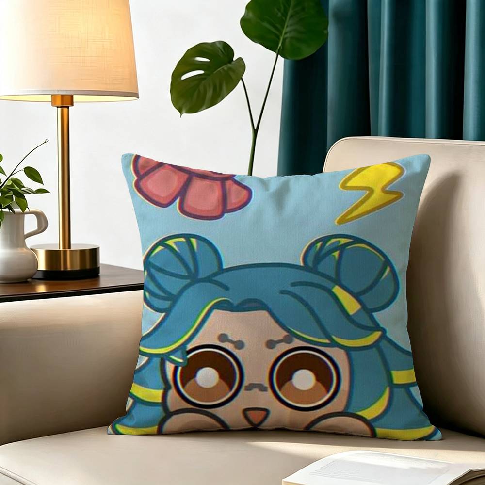 cartoon V-Valorant Pillow Case Square Double-Sided Sofa Cushion Cover Bedroom Bedside Pillow