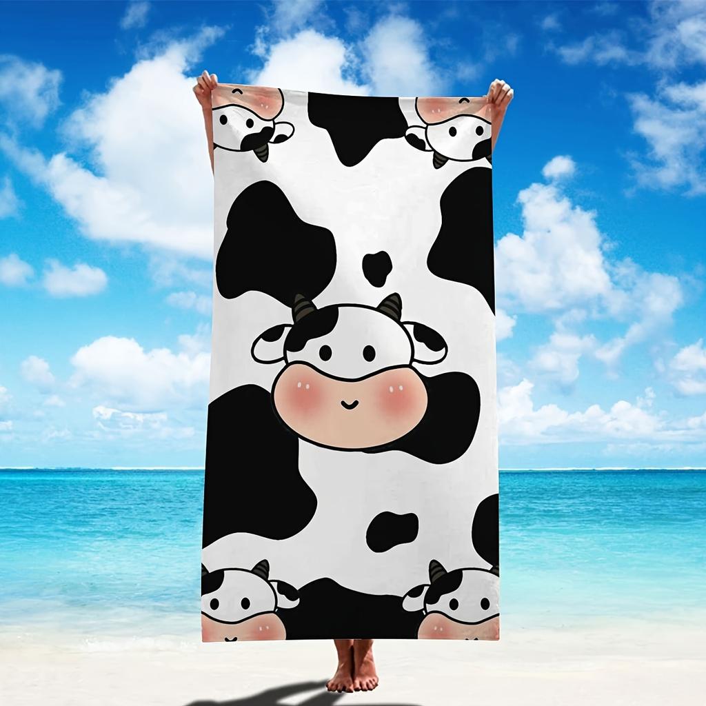 Cute Cow Print Bath Towel - Ultra Soft, Quick Dry, Breathable, Comfortable Design, Perfect for Summer Vibes and Beach Days
