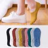 Ladies Spring and Summer New All Match Solid Color Vertical Stripe Silicone Non Slip Invisible Boat Socks