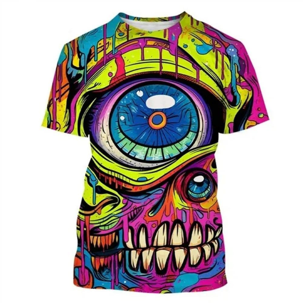 

Colorful Street Graffiti Hip-hop Skull 3D Printing T-shirt Boy and Girl s Fashion Casual T-shirt Short-sleeved Tops Outdoor Street Kids Clothing 100