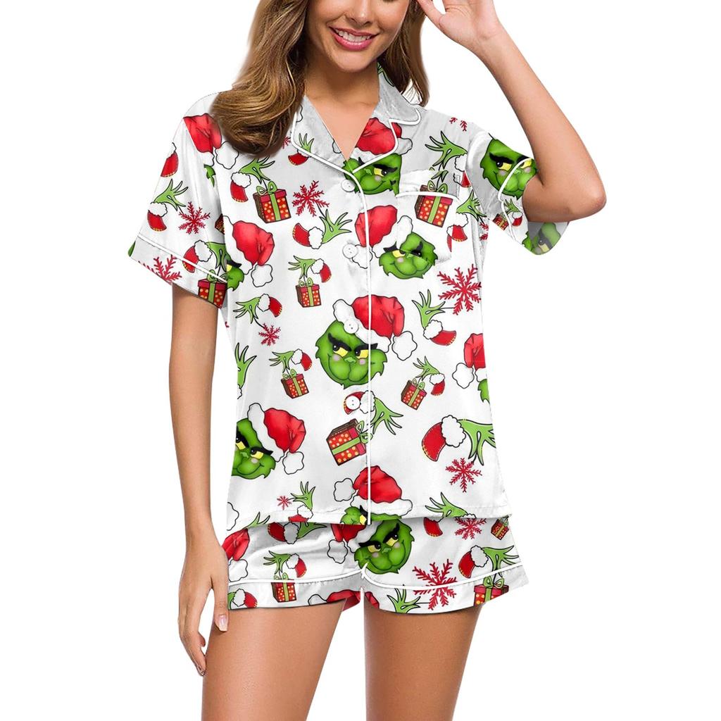 Women's Soft Two-piece Printed Pajama Set Short Sleeved Shorts Set Casual Clothing Set Pajamas