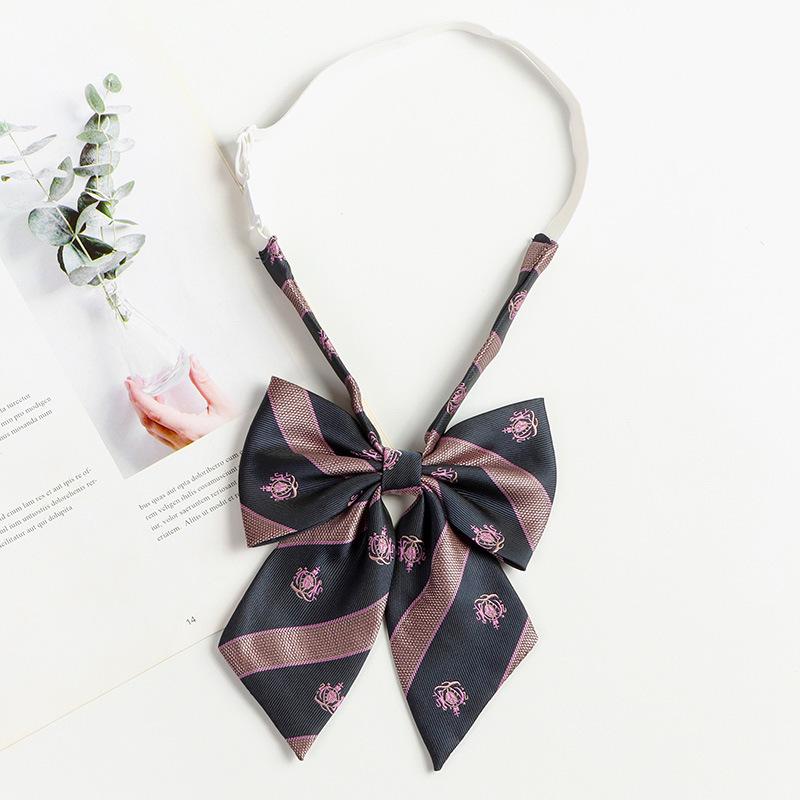 Women's Red Stripe No-Iron Japanese Academy Style Bow Tie Shirt Accessory