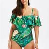 One Woman Piece Swimsuit Ruffles Floral Printed Monikini Padded Bathing Suit