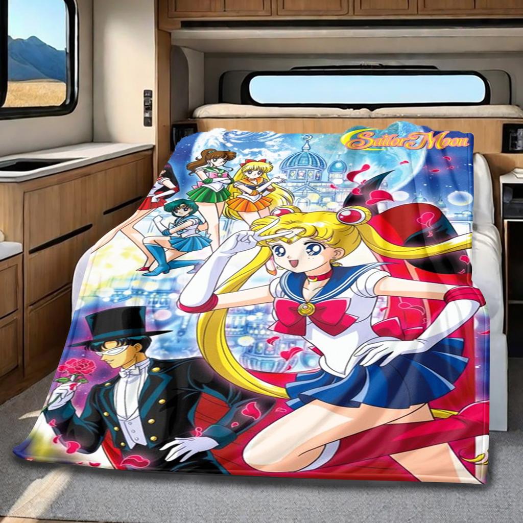 Japanese anime cute cartoon theme Sailor Moon Tsukino Usagi blanket suitable for home beds, sofa covers, office nap, outdoor warm blankets O14