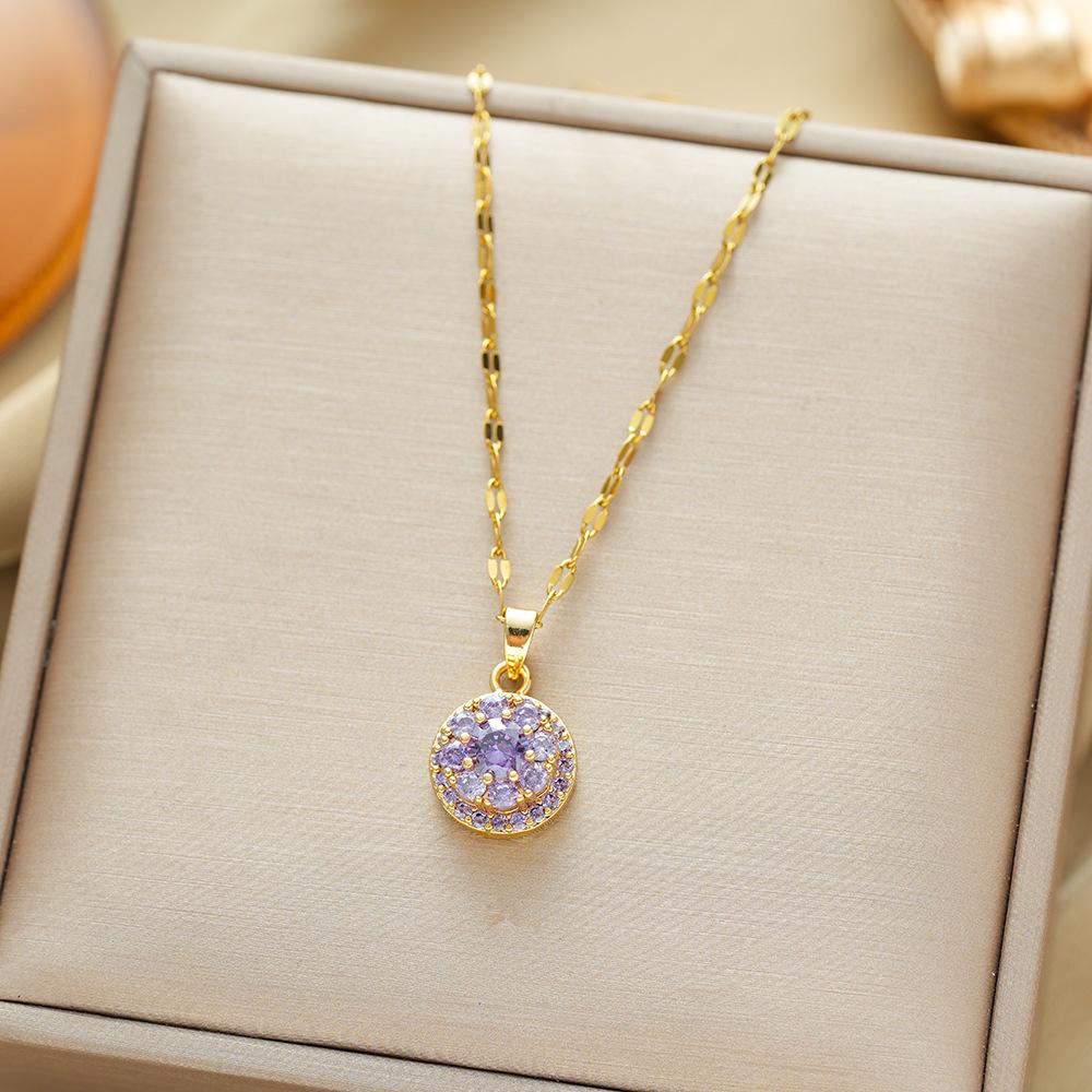 Titanium Steel Necklace For Women Elegant Simple Fashion Zircon Collarbone Chain Light Luxury Niche Jewelry