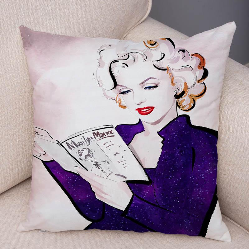 Super Star Marilyn Monroe Einfach Bunt Cartoon Sexy Mädchen Kissenbezug Plüsch Dekor Kissenhülle Für Sofa Auto Zuhause Kissenbezug