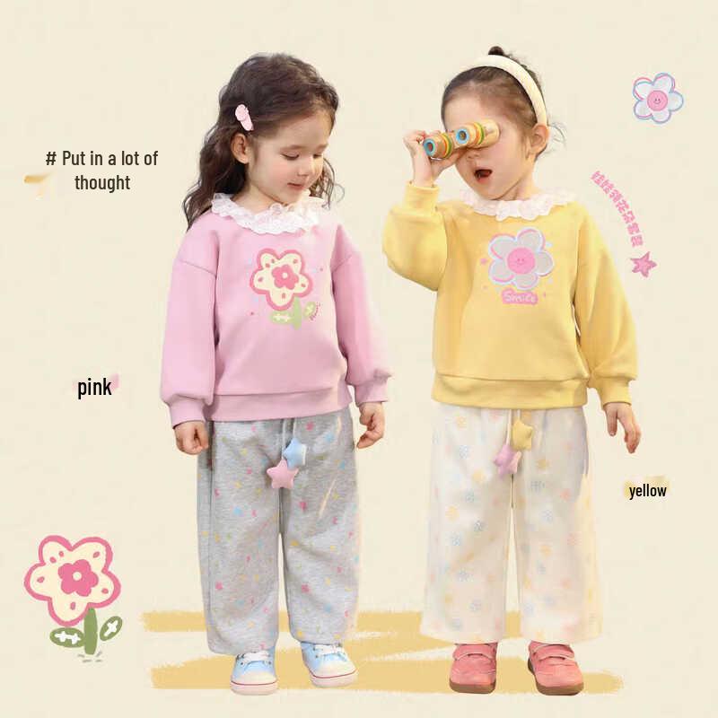 

LUSON Baby Girls Doll Collar Sweatshirt and Straight Pants Set 120