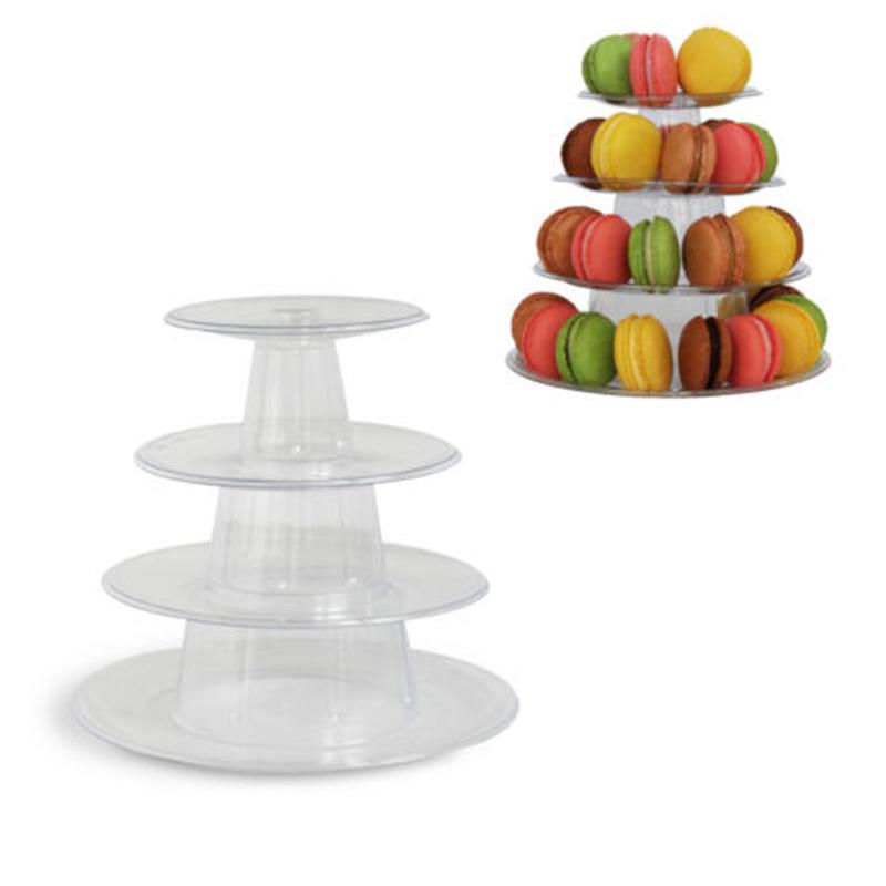 Suport de Afișare Nuntă Zi de Naștere 260*210mm Calitate înaltă 4 Niveluri Suport de Afișare Macaron Stand Turn Macaron Rotund Transparent