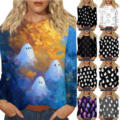 Women's Daily Casual Long-sleeved Printed O-neck Top