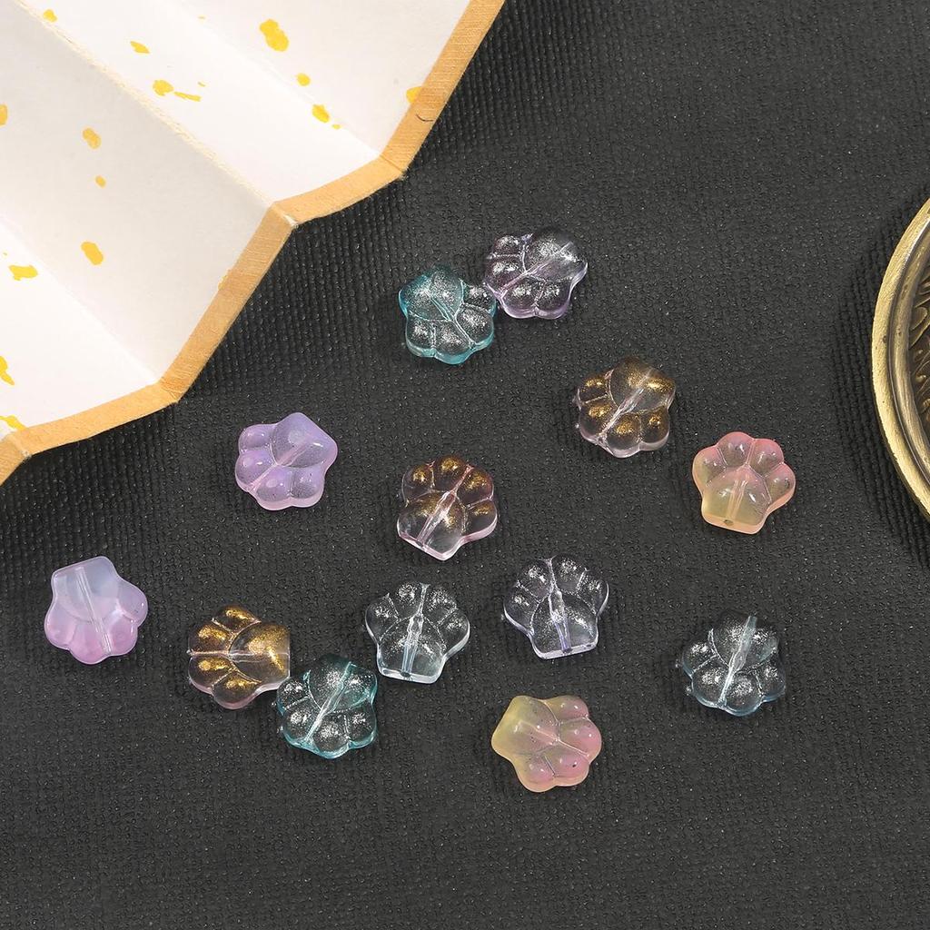 10pcs 13x14mm Colorful Cat Claw Loose Glass Beads Handcraft Accessories for DIY Jewelry Making