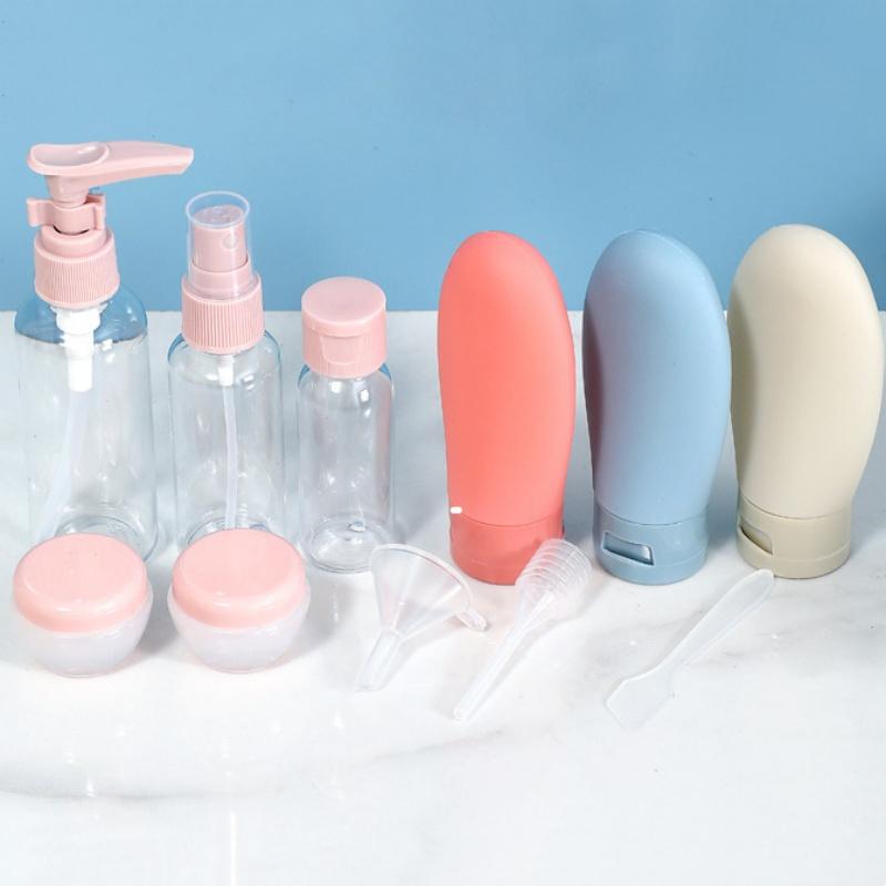 11pcs Cosmetic Lotion Bottle Toner Shampoo Dispenser Spray Bottle Empty Refillable Containers With Storage Bag Travel Essentials