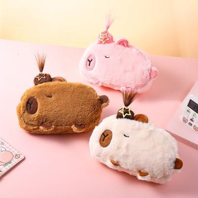 Large Capacity Pencil Bag Capybara Cartoon Stationery Holder Bag Multi-function Pen Bag Creative Stationery Learning Supplies