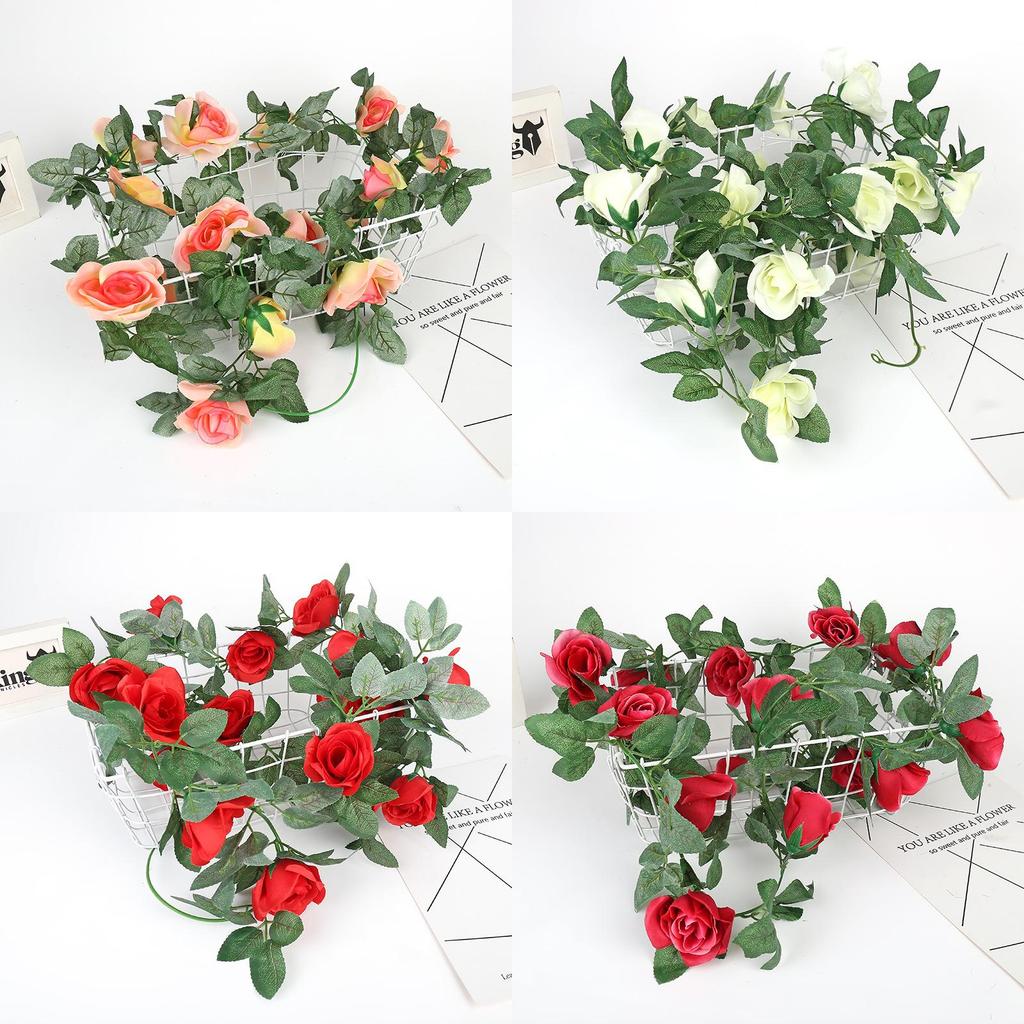 Seidenrosen-Ranken-Dekoration mit Kristallen für Hochzeiten und als Wandkunst für Zuhause