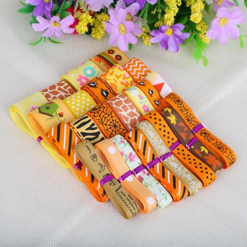 Mix 12Yards Grosgrain Satin Ribbon Cartoon Tape Colorful for Wedding Party Christmas Decoration DIY Sewing Gift Accessory Craft
