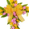 Artificial Flower Wreath Garland Hanger Easter Cross Wreath Tulip Door Wreath for Festival Front Door Indoor Window Housewarming