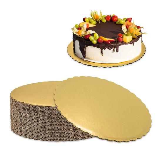 10Pcs Gold Cake Boards Round Scalloped Edges Greaseproof Cake Board Food Grade Cardboard Circles for Wedding Birthday Parties