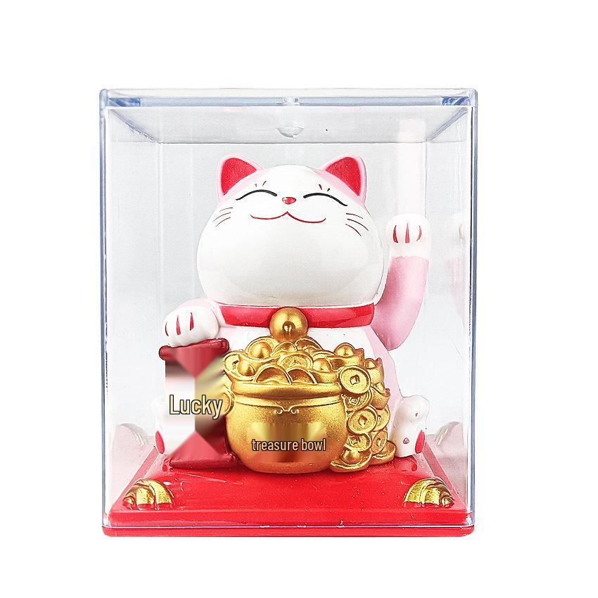 Y Solar Fortune Cat Waving Hand Ornament: Light-Powered Decor for Car, Living Room, or Office Desk