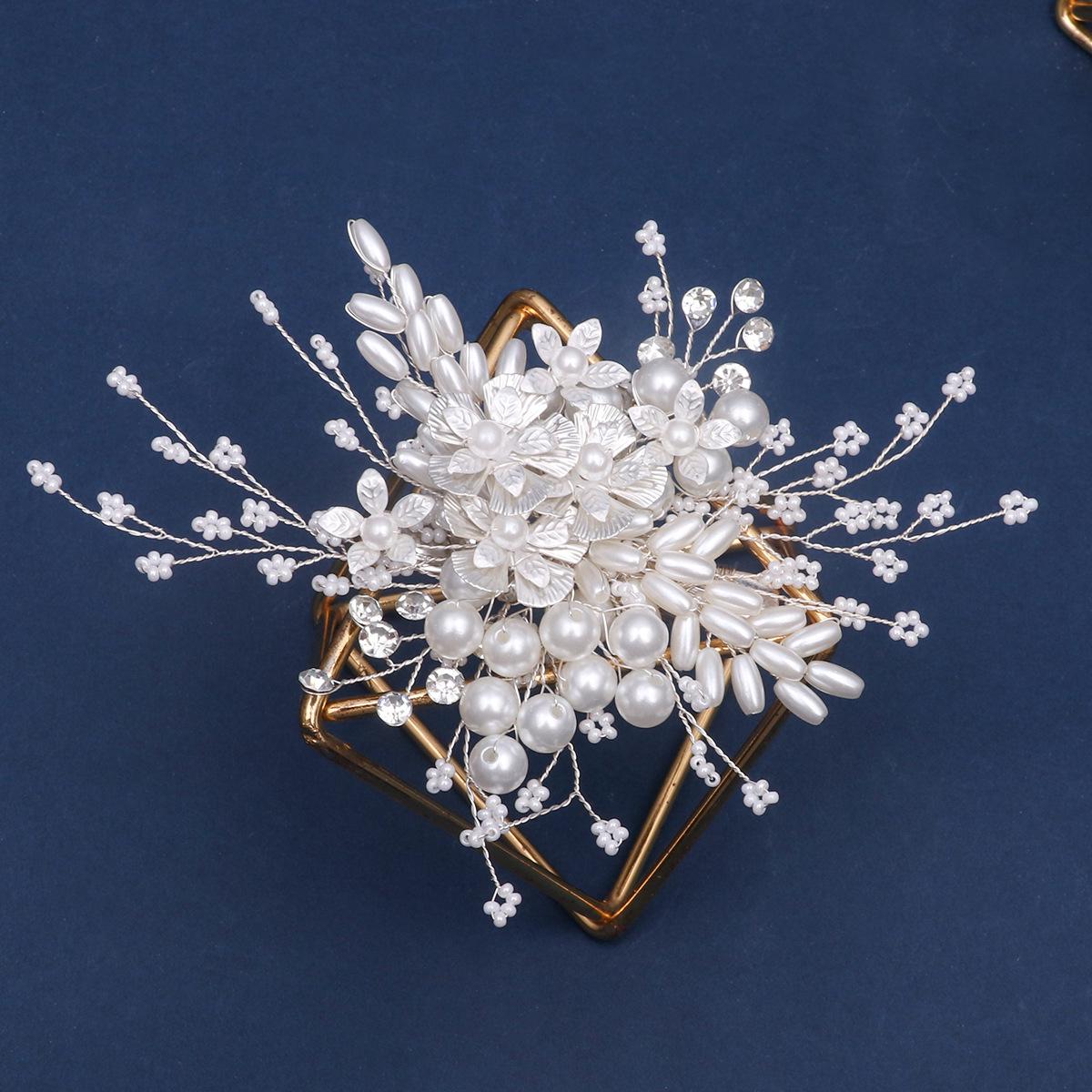 Starry Sky Handmade Faux Pearl Flower Hair Clips  Bride Headdress