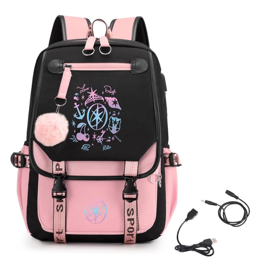 Gradient Print Backpack with Color Block Design, Large Capacity Travel and School Backpack for Men and Women