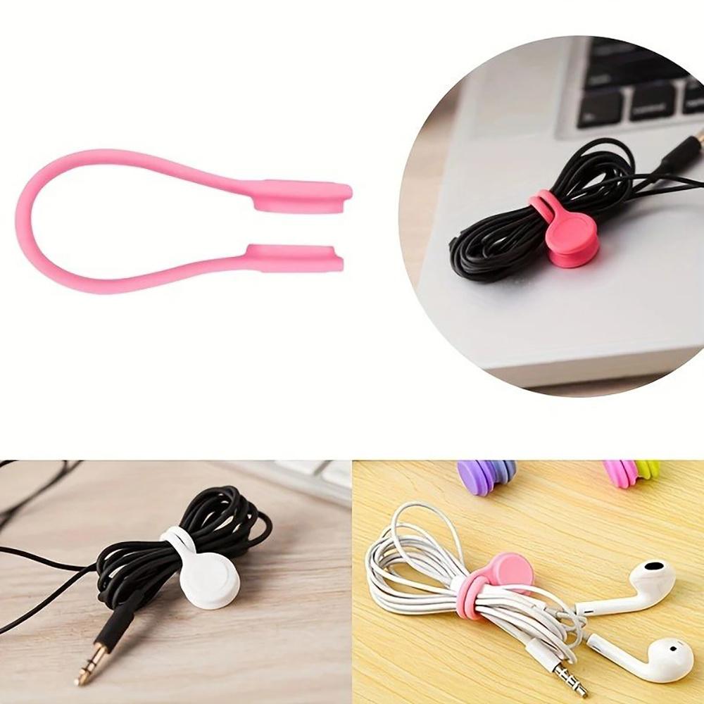 Magnetic Cable Ties Strong Silicone Cord Organizer for Wires Cables Kitchen Fridge Office Reusable Magnetic Straps Book Marker