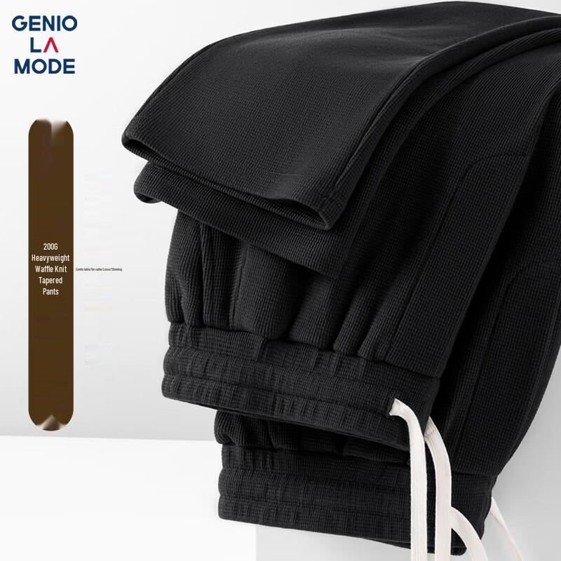 GENIOLAMODE Men's Heavyweight Waffle Knit Casual Straight-Leg Pants