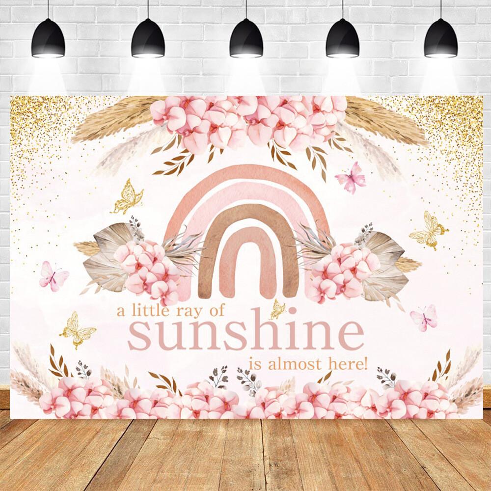 Backdrop Sunshine Happy Birthday Photo Background Banner Party Studio Decor