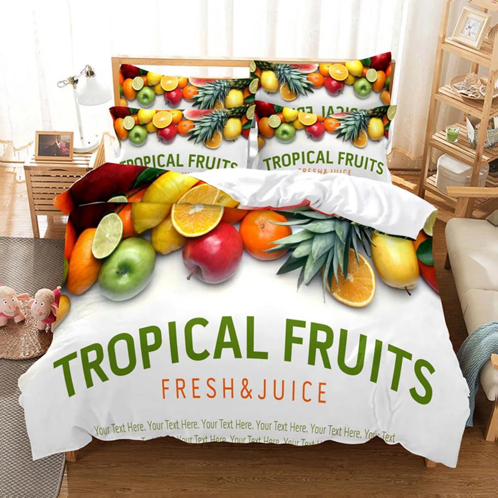 Všechny druhy ovoce Letní povlak na přikrývku Ložní prádlo Velikost Queen Citron Pomeranč Jahoda Meloun Ananas pro Děti Dívky Chlapce