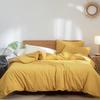New minimalist color woven washed cotton four piece set, pure cotton bedding, thickened - solid color series