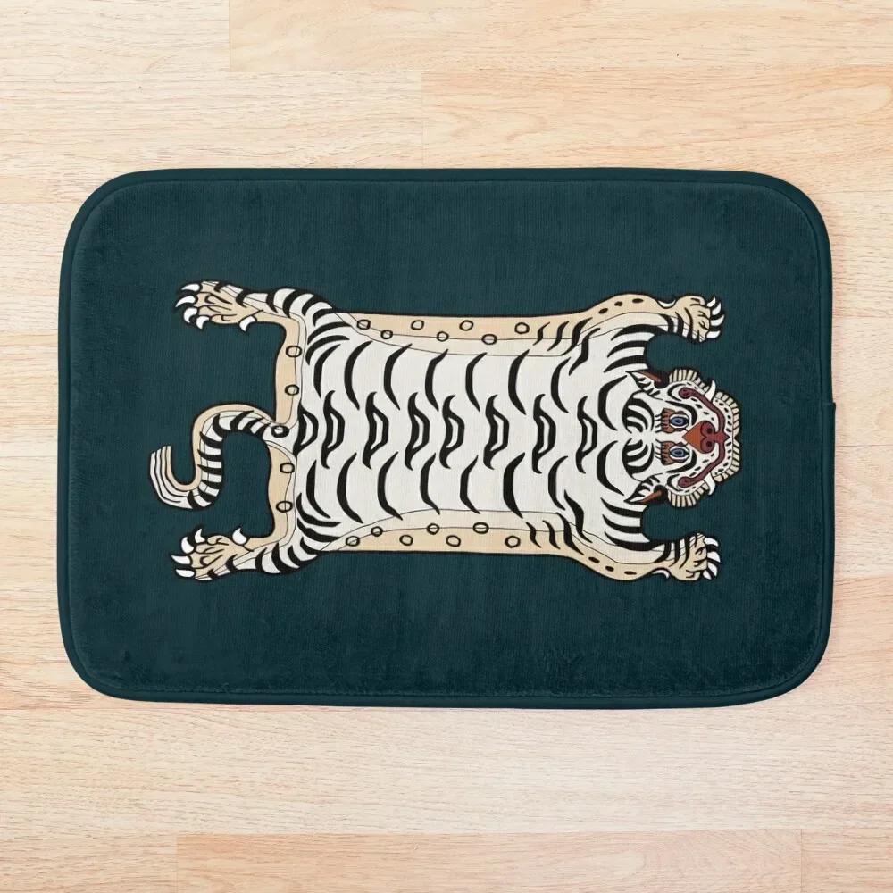 Tigerfell Grün Fußmatte Heimteppich Rutschfest Tierteppich Für Badezimmer Küche Flur Wohnzimmer Eingang Bodendekor Fußmatte