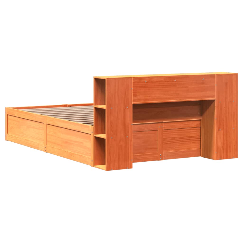 Solid Wood Bed without Mattress Wax Brown 135x190 cm Pine Wood