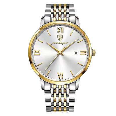 RORIOS Date Quartz Gold White B Men's Watch, Display, Watch, Lightweight, Multifunctional, Work, Commuting, Stylish, Popular, Business, Simple,