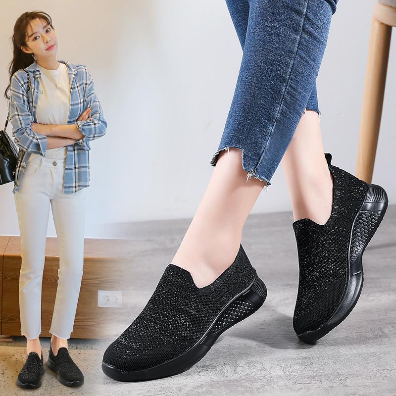 Summer Women Sneakers Comfort Casual Plus Size Flats Loafers Soft Walking Sports Shoes Slip On Large Size