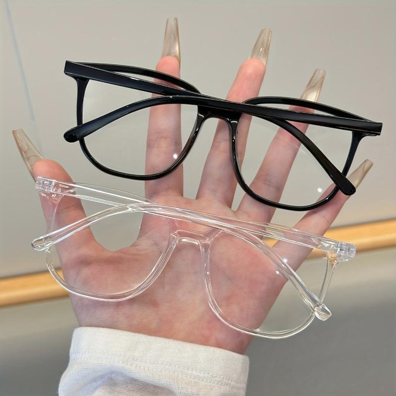 2 Pairs of Women's/men's Geometric Retro Y2K Fashionable Flat Glasses Suitable for Decorating with Family and Friends