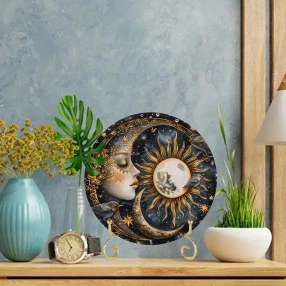 Moon Sun Metal Wall Art Bohemian Decor for Home Cafe Restaurant