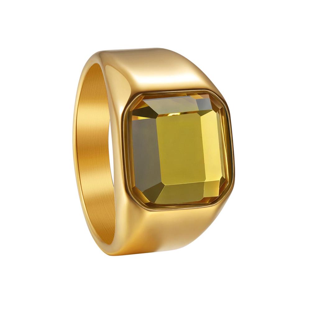 Pánský prsten z titanové oceli s vícebarevnými drahokamy - svatební obrúčka v evropském a americkém stylu