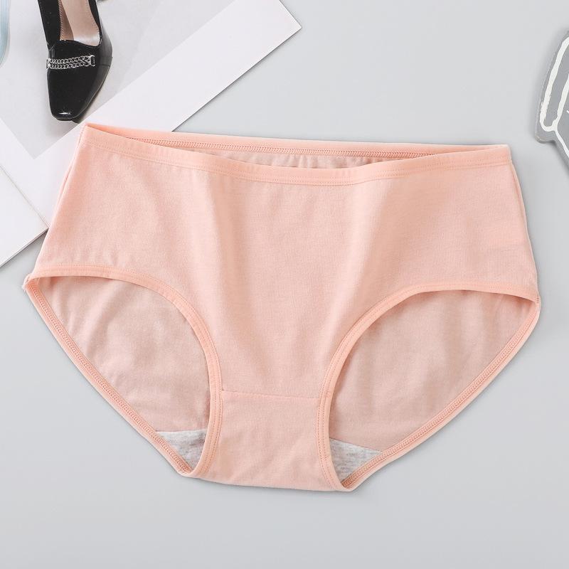Women's Mid-waist Plus Size Cotton Underwear Comfortable Breathable Nude Cotton Crotch Abdomen Buttocks Briefs Underwear For Women