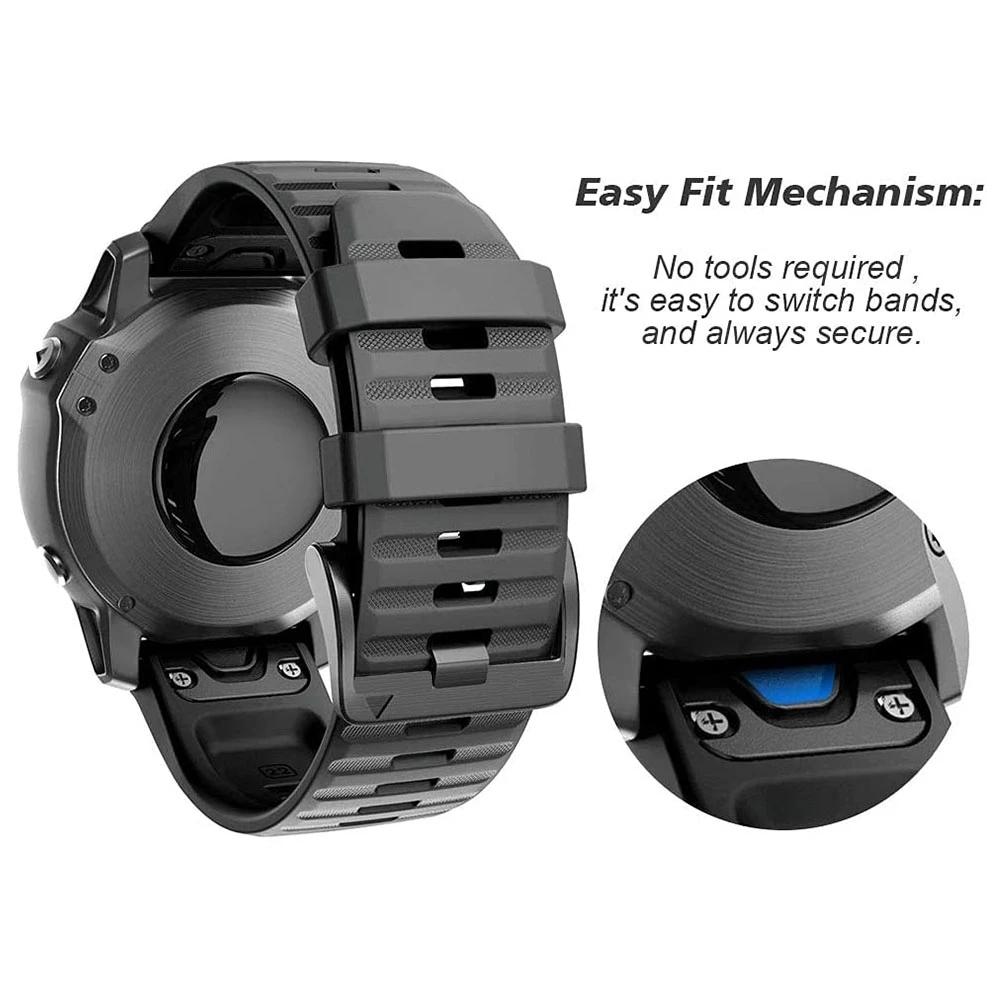 22mm 26mm Silicone QuickFit Sports Strap For Garmin Epix PRO Instinct 3 Quatix/DELTA/TACTIX/Fenix 6XPro 7 E 8pro 5XPlus Bracelet