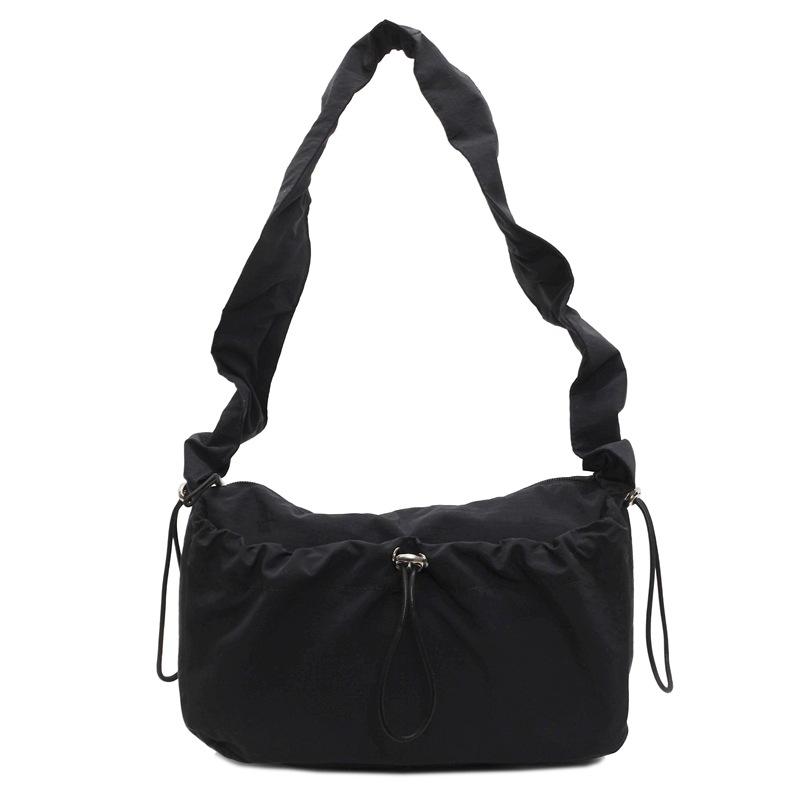 Drawstring Pleated Cloud Bag Women's Spring New Lightweight Nylon Shoulder Messenger Bag