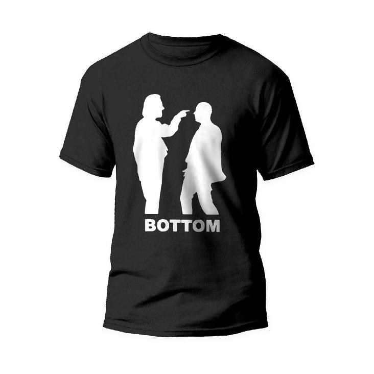 Men S Bottom TV Show Graphic T-Shirt - Funny Rik Mayall Comedy Tee with Eddie & Richie, Iconic Characters & Bottom Logo, Casual Round Neck Regular S чёрный