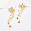 Punk Y-shaped Chain Necklace Gothic Flower Tassels Earrings Vintage Flower Pendant Necklace  Women