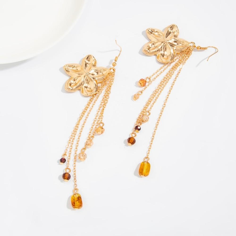 Punk Y-shaped Chain Necklace Gothic Flower Tassels Earrings Vintage Flower Pendant Necklace Women