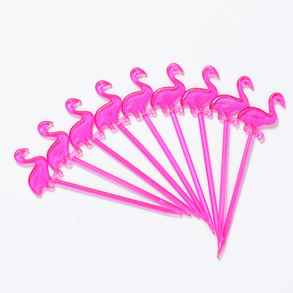 Flamingo Fruit Pick Forks - Reusable Plastic Pastry & Fruit Needles