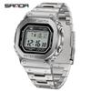 Sanda Men's Square Waterproof Electronic Watch with Fashionable Light and Alarm Clock.
