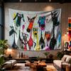 Cartoon Dogs Tapestry  Playful Art Colorful Design Fun Wall Decor Polyester 5161 In for Bedroom or Dorm