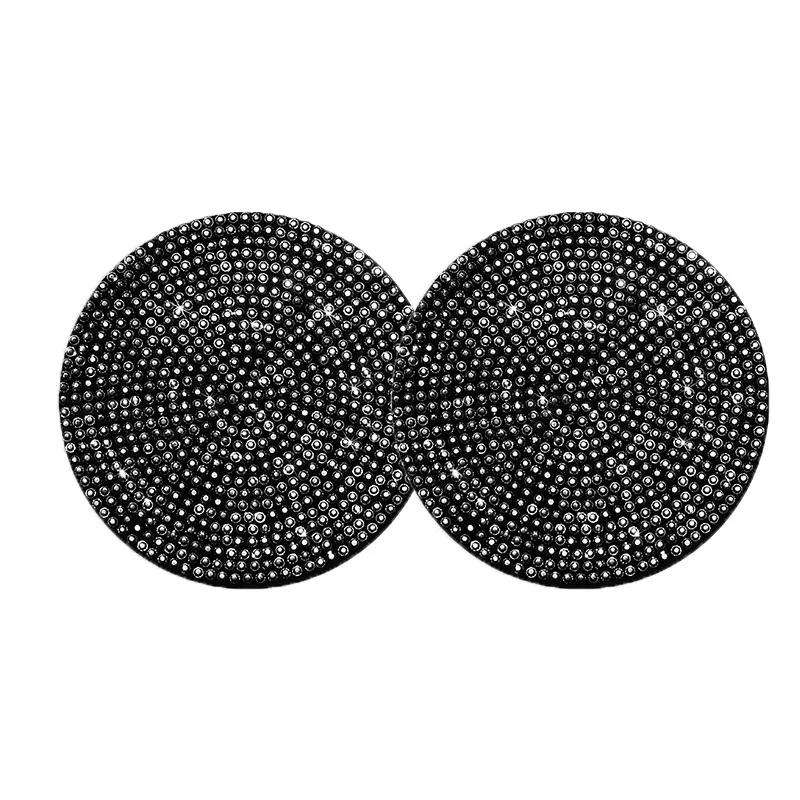 1/2Pcs Diamond Car Coaster Water Cup Slot Non-Slip Mat Bling Gadget Silica Pad Cup Holder Mat Auto Interior Accessories