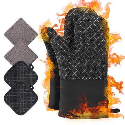 PHILORN Pot Holder Heat Resistant Mittens Heat Resistant Gloves Oven Mittens Gloves Burn Prevention Maximum Heat Resistant Temperature Made of