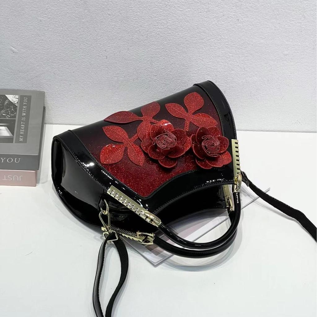 Fashion Embroidery In Mother Big Bag Bright Leather Women'S Bag Atmosphere High-End Messenger Handbag Women