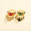 Jianjie Cross-Border Jewelry: Multicolor Inlaid Square Zircon Ring